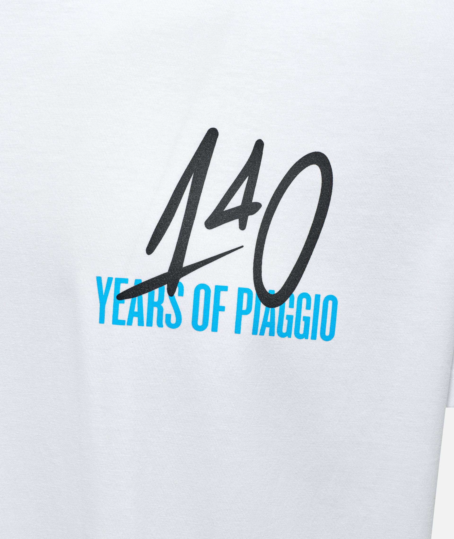 Camiseta Vespa "140 años Piaggio" blanco azul