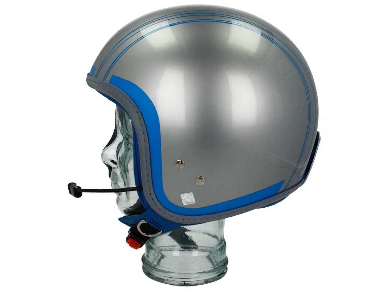 Casco jet Vespa Elettrica Tech blu (Bluetooth) plata