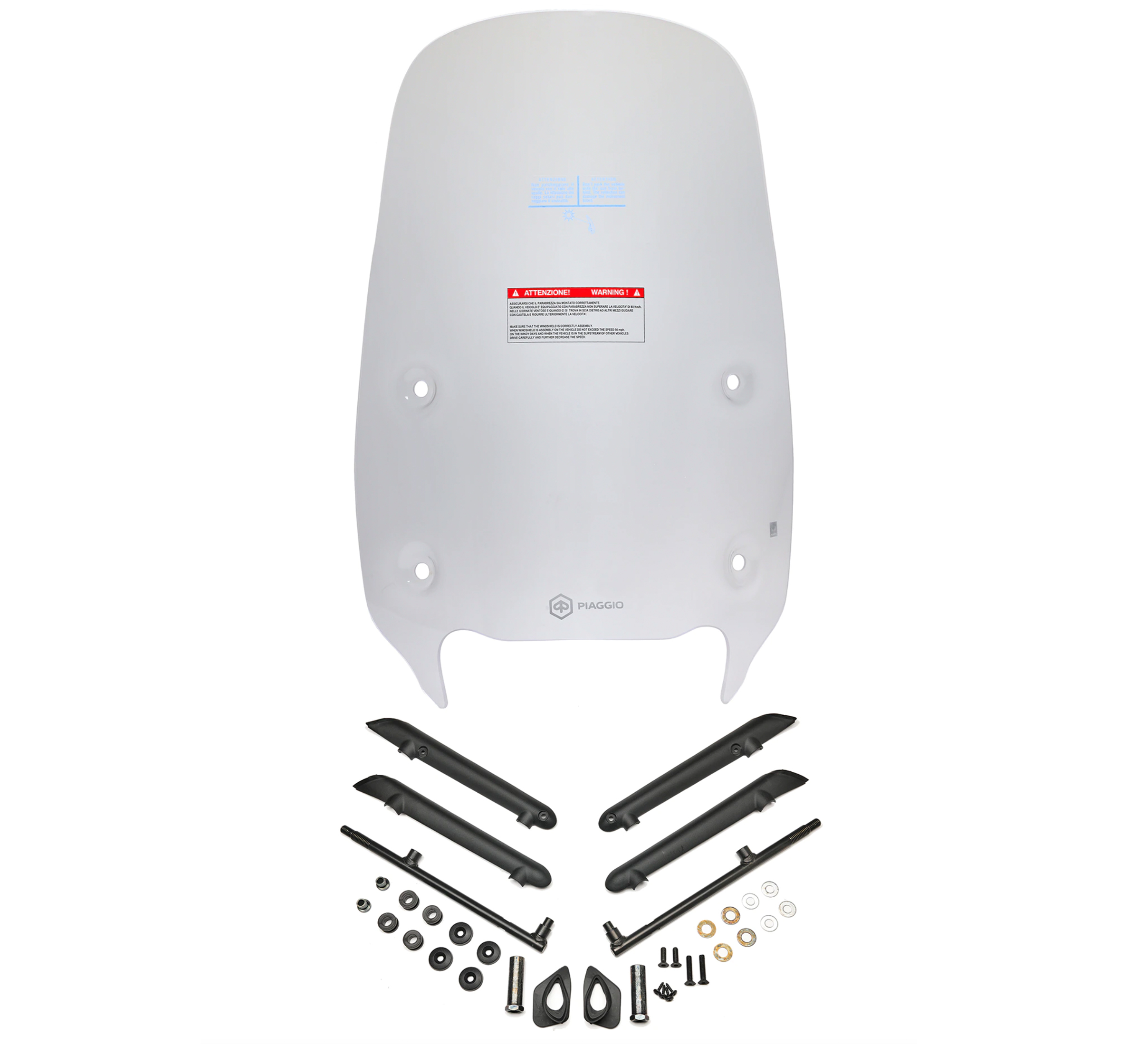 Parabrisas grande con soporte, transparente, superior para Beverly HPE Original Piaggio
