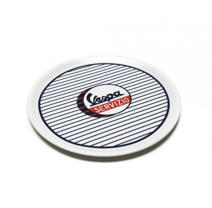 Placa Vespa Servizio blanco azul
