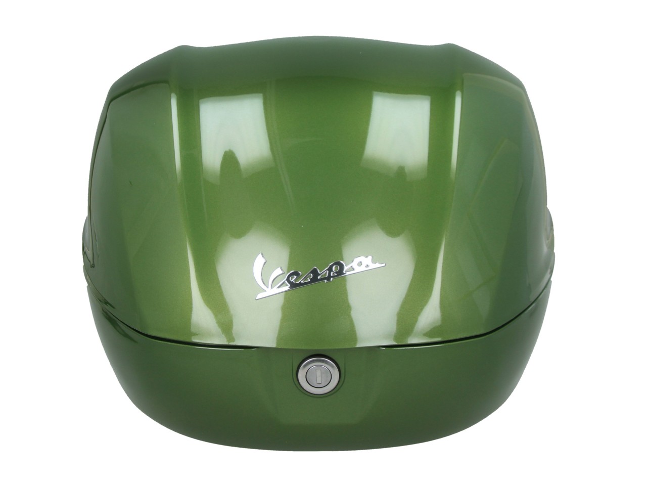 Baúl trasero para Vespa de 32 l, verde brillante, modelo V28, sin respaldo