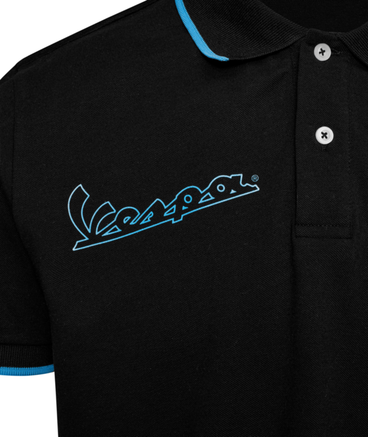 Camiseta polo Vespa negra, colección DEC