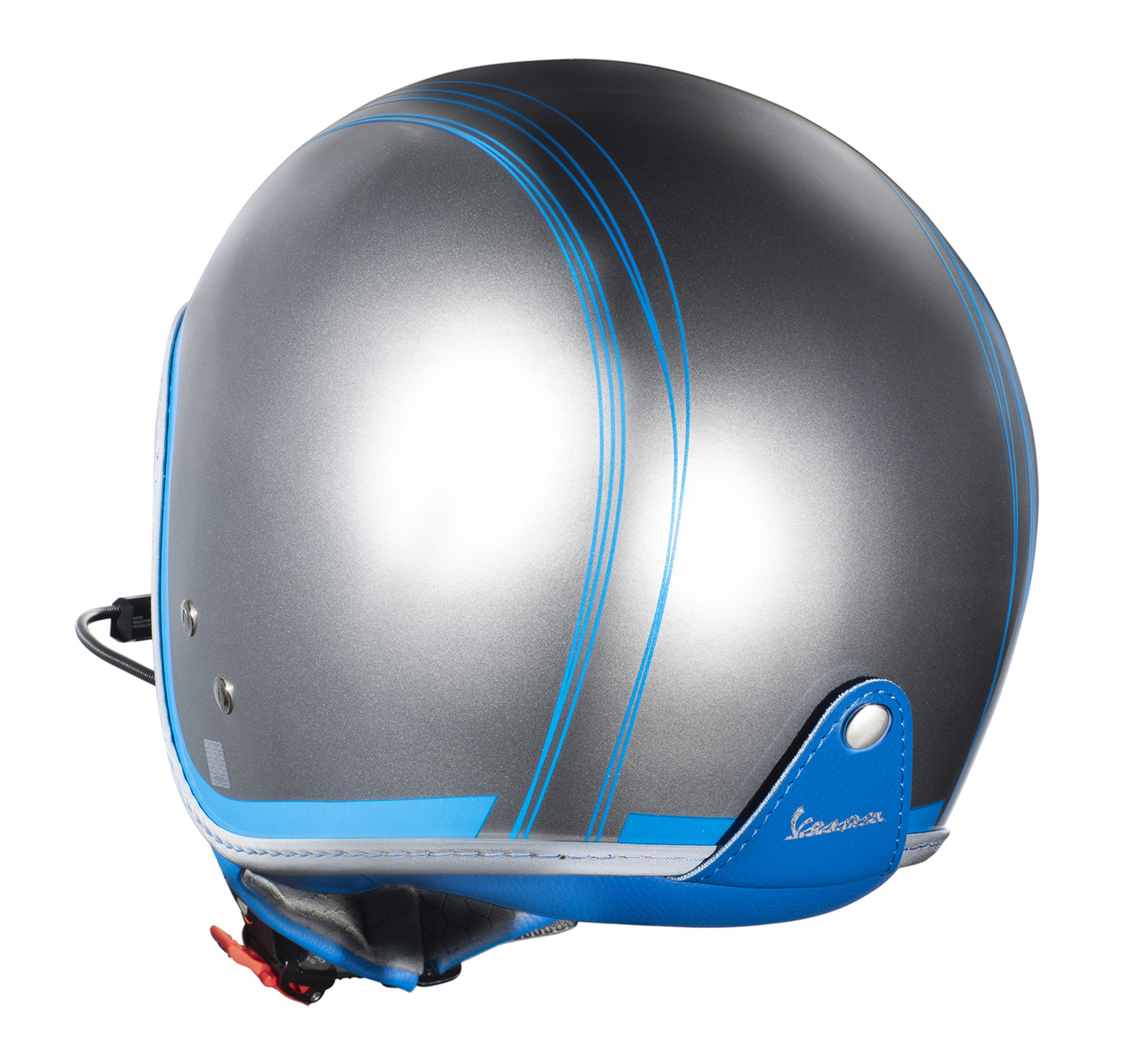 Casco jet Vespa Elettrica Tech blu (Bluetooth) plata