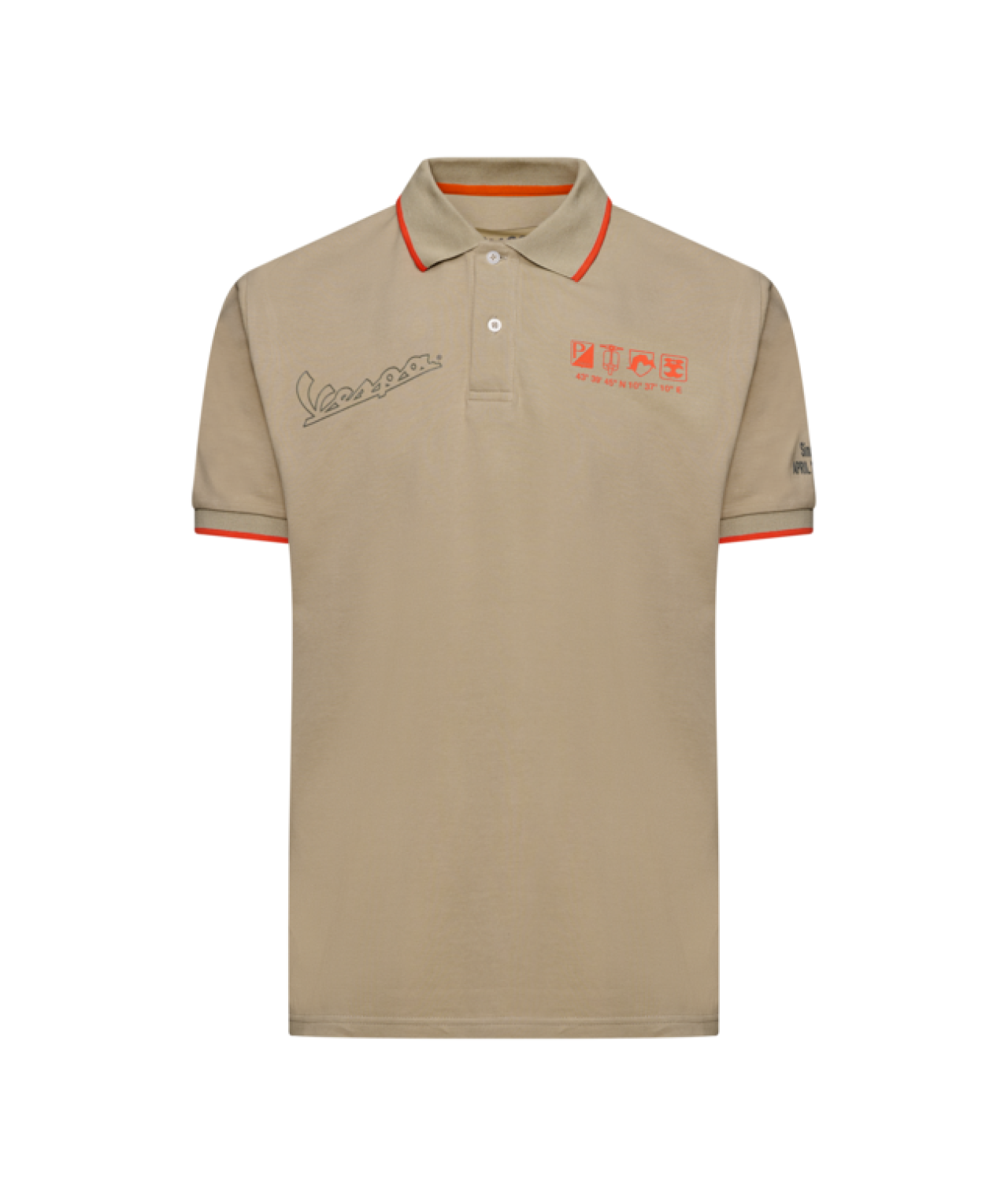 Camiseta polo Vespa Nomad beige, colección DEC