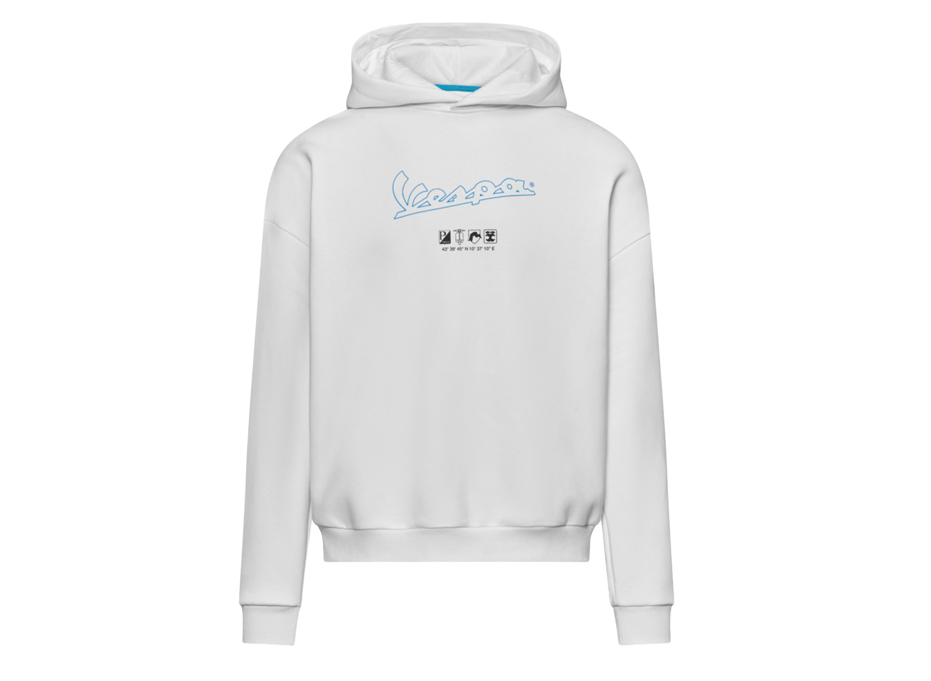 Sudadera con capucha Vespa blanca, colección DEC